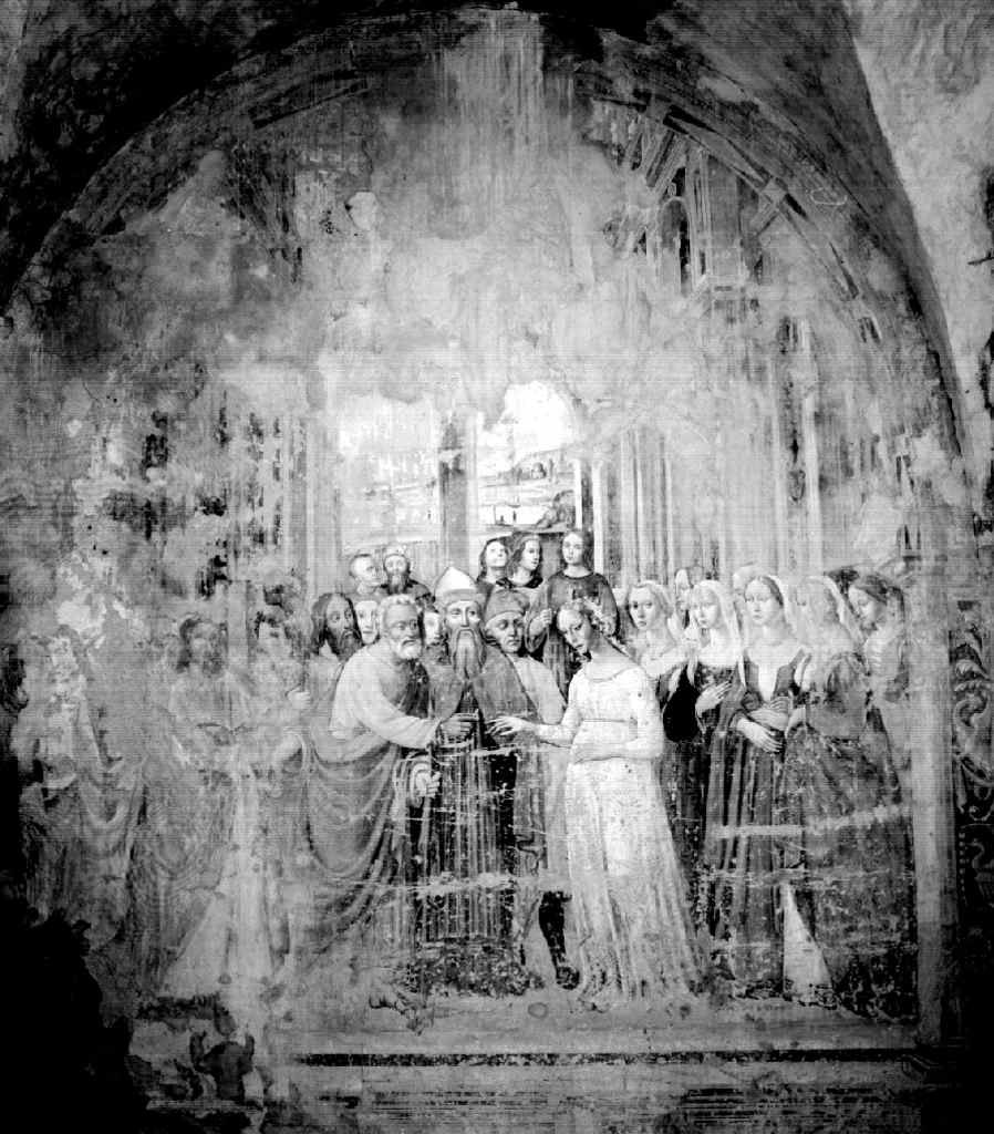 Sposalizio di Maria Vergine (dipinto, elemento d'insieme) di Tamagni Vincenzo (sec. XVI)