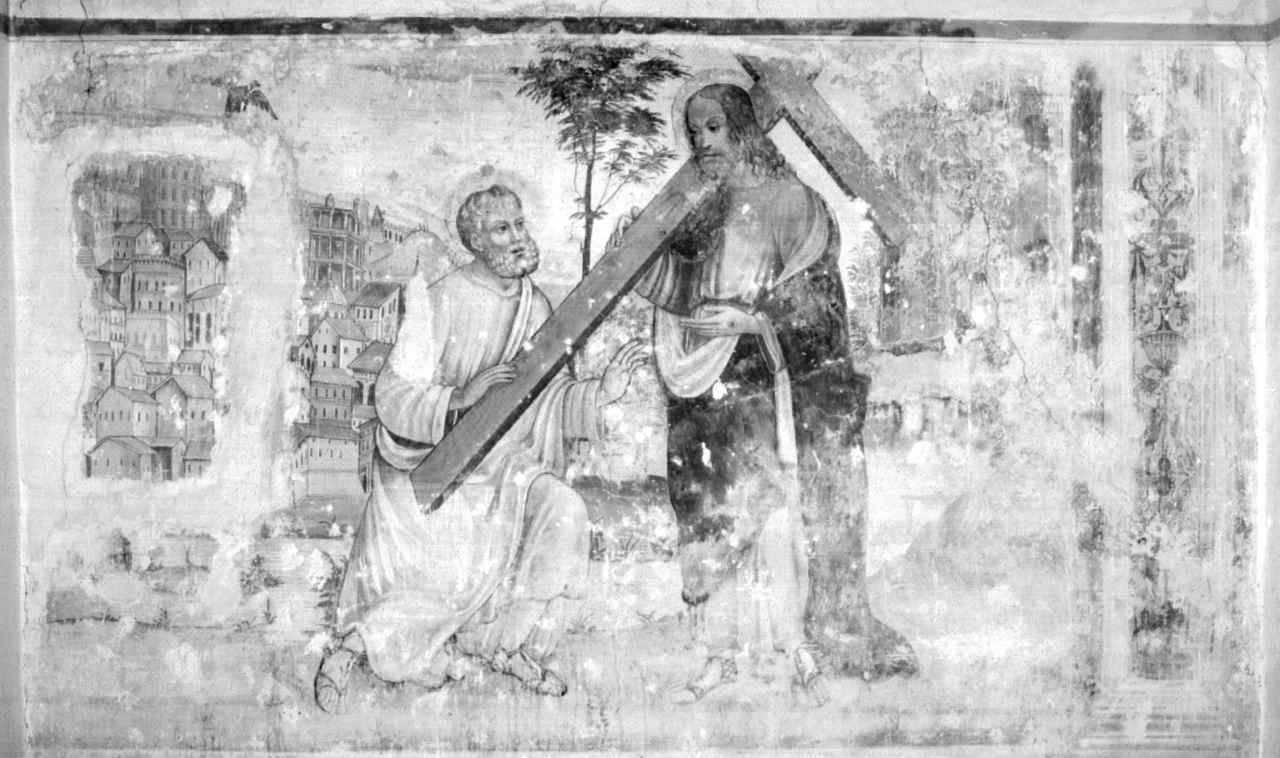 Cristo appare a San Pietro alle porte di Roma (dipinto, elemento d'insieme) di Tamagni Vincenzo (sec. XVI)