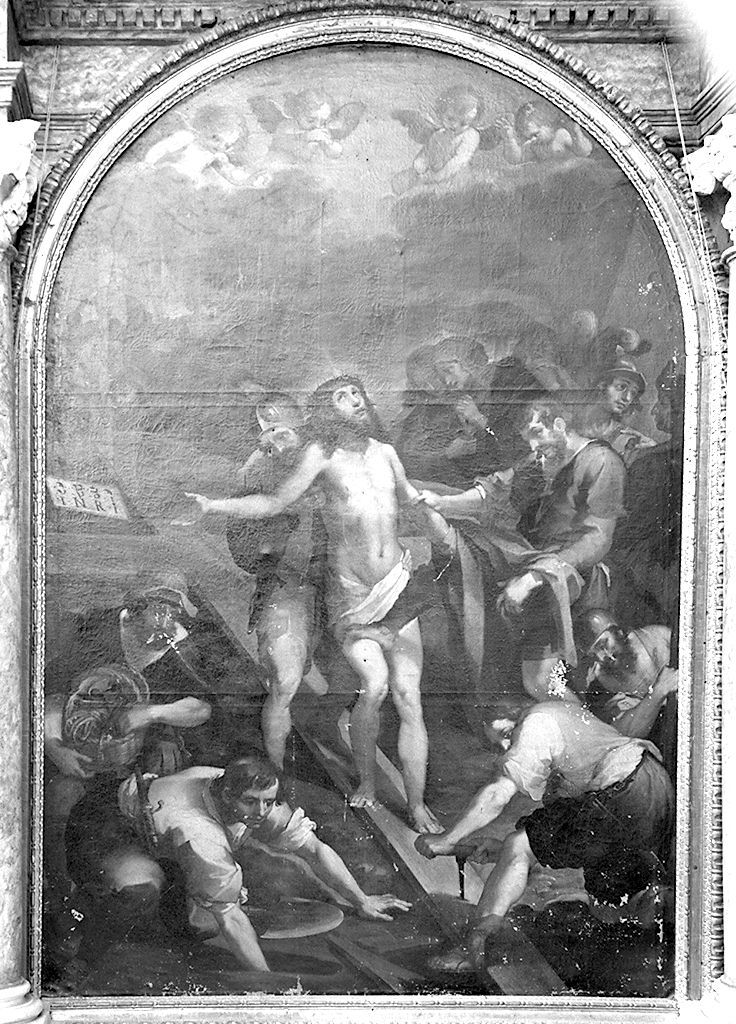 Cristo inchiodato alla croce (dipinto, elemento d'insieme) di Salimbeni Ventura detto Bevilacqua (sec. XVII)