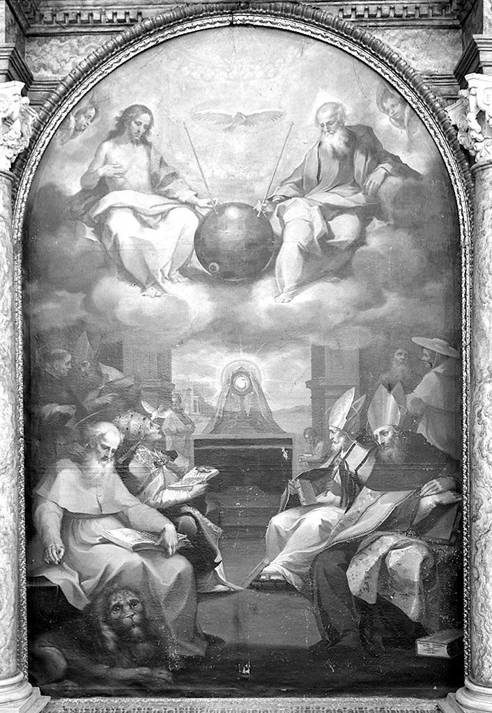 disputa sull'Eucaristia (dipinto, elemento d'insieme) di Salimbeni Ventura detto Bevilacqua (sec. XVII)