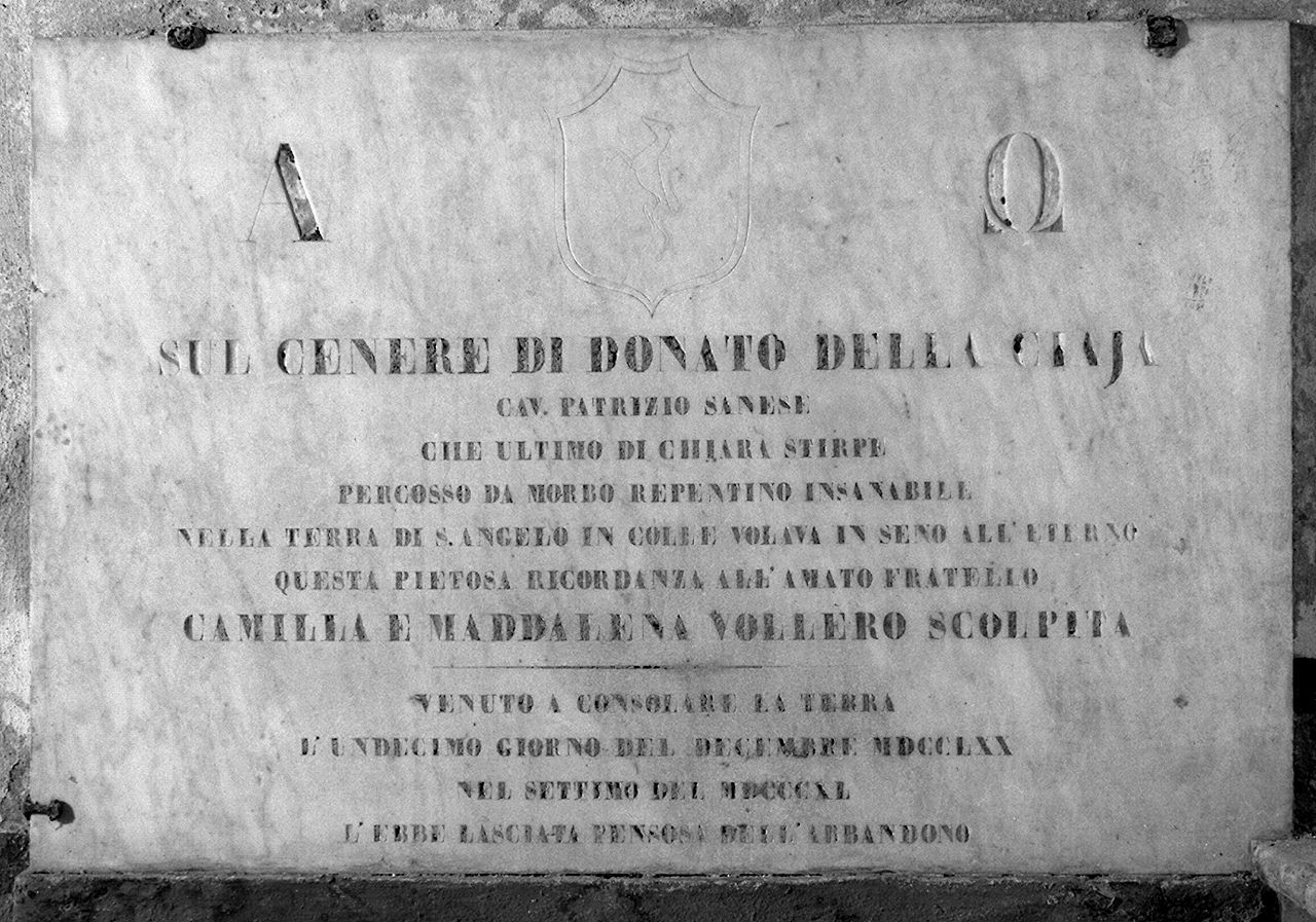 stemma gentilizio della famiglia della Ciaia (lapide) - bottega toscana (sec. XIX)