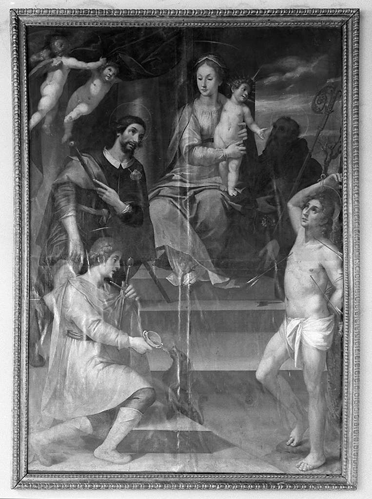 Madonna con Bambino tra angeli e Santi (dipinto) - ambito senese (primo quarto sec. XVII)