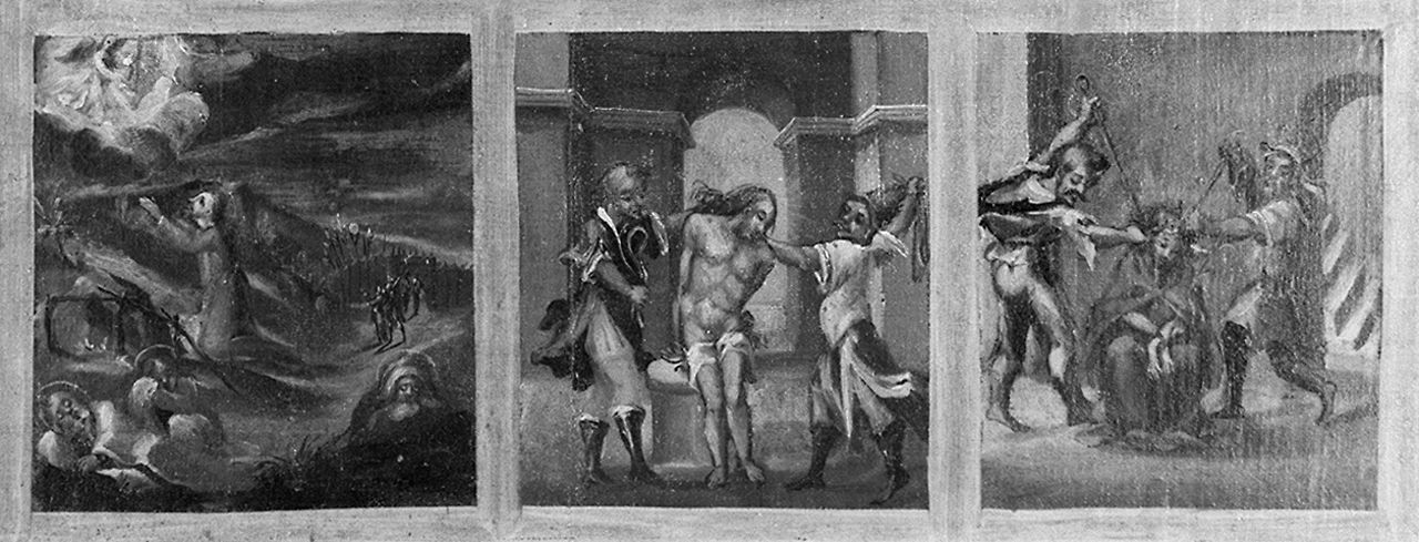 Madonna del Rosario con San Domenico e Santa Caterina da Siena (dipinto, elemento d'insieme) - ambito senese (secc. XVI/ XVII)