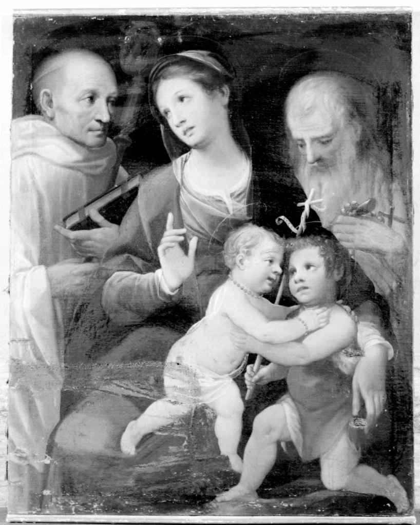 Madonna con Bambino e San Giovannino tra San Bernardo e San Girolamo (dipinto) di Rustici Francesco detto Rustichino (sec. XVII)