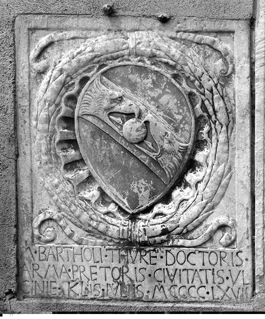 stemma gentilizio della famiglia Bandini Piccolomini (rilievo) - bottega senese (sec. XV)
