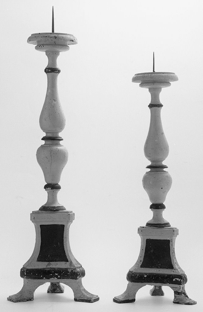 candeliere d'altare, serie - bottega toscana (secc. XVIII/ XIX)