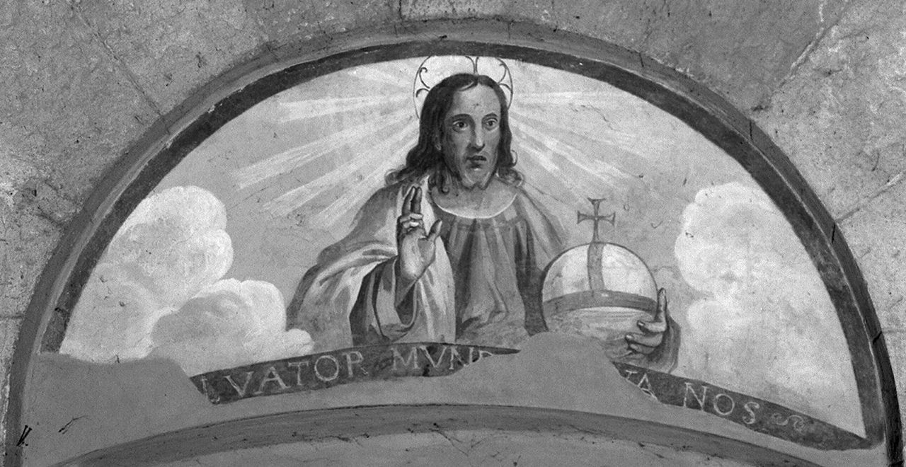 Cristo redentore benedicente (dipinto) - ambito senese (sec. XX)