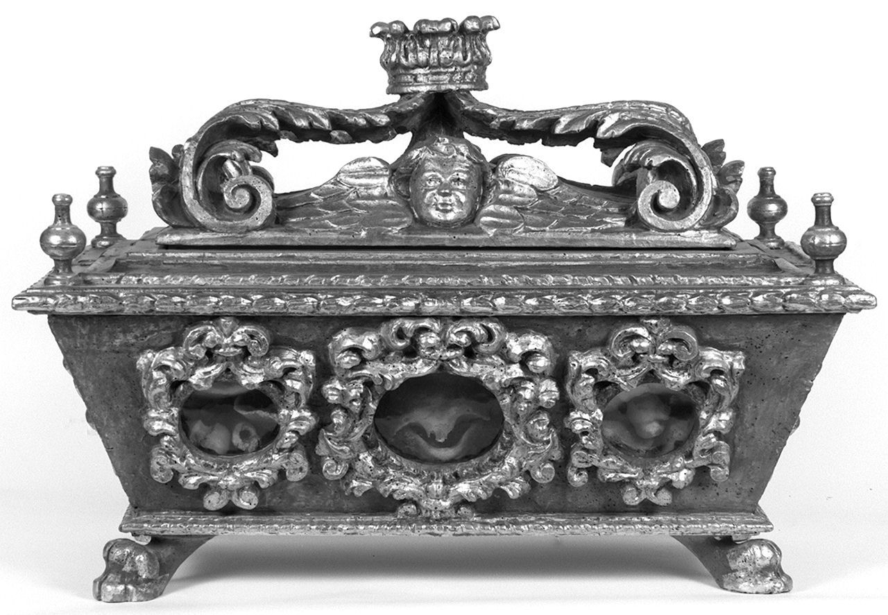 cherubino (reliquiario a teca - a urna) - bottega romana (sec. XVII)