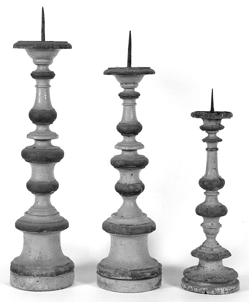 candeliere d'altare, serie - bottega senese (seconda metà sec. XVIII)