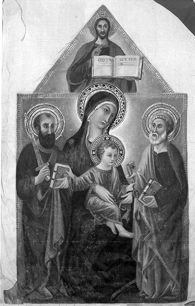 Madonna del Soccorso, Madonna con Bambino tra San Pietro e San Paolo (bandiera) - ambito senese (sec. XX)