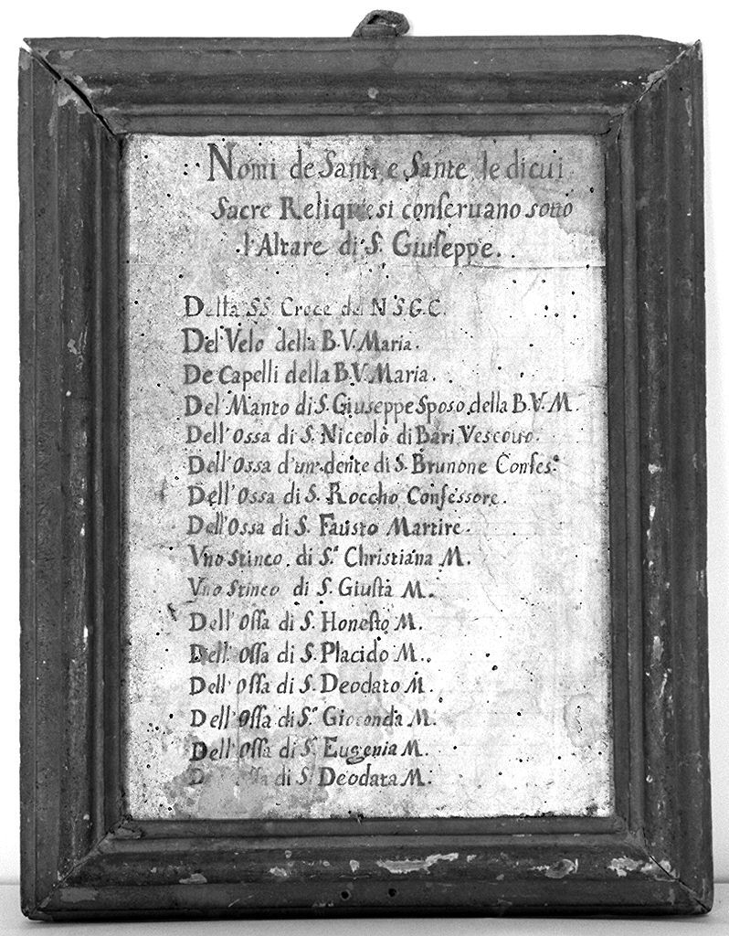 tabella - produzione toscana (sec. XVIII)