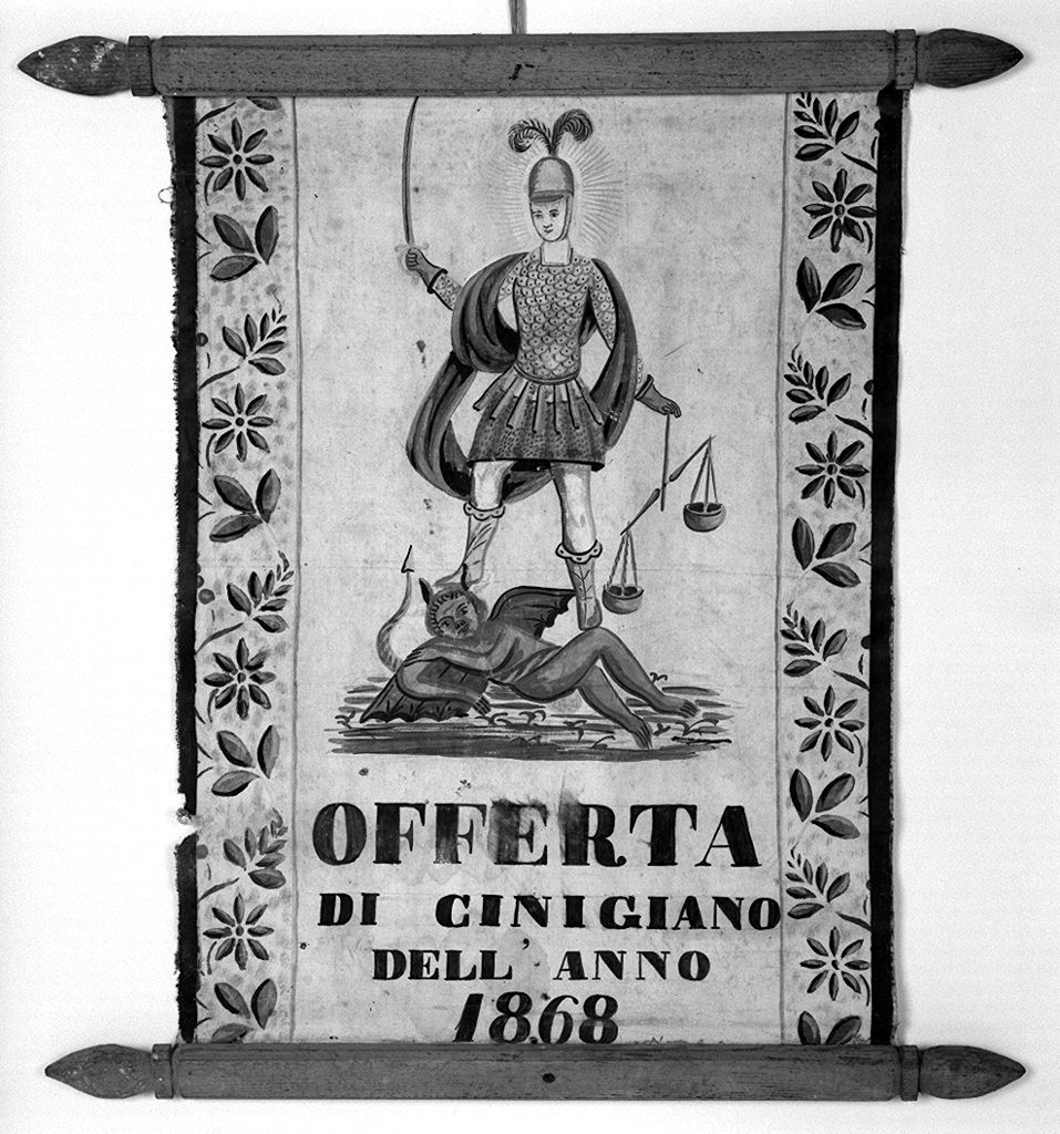 San Michele Arcangelo combatte Satana (stendardo) - produzione grossetana (sec. XIX)