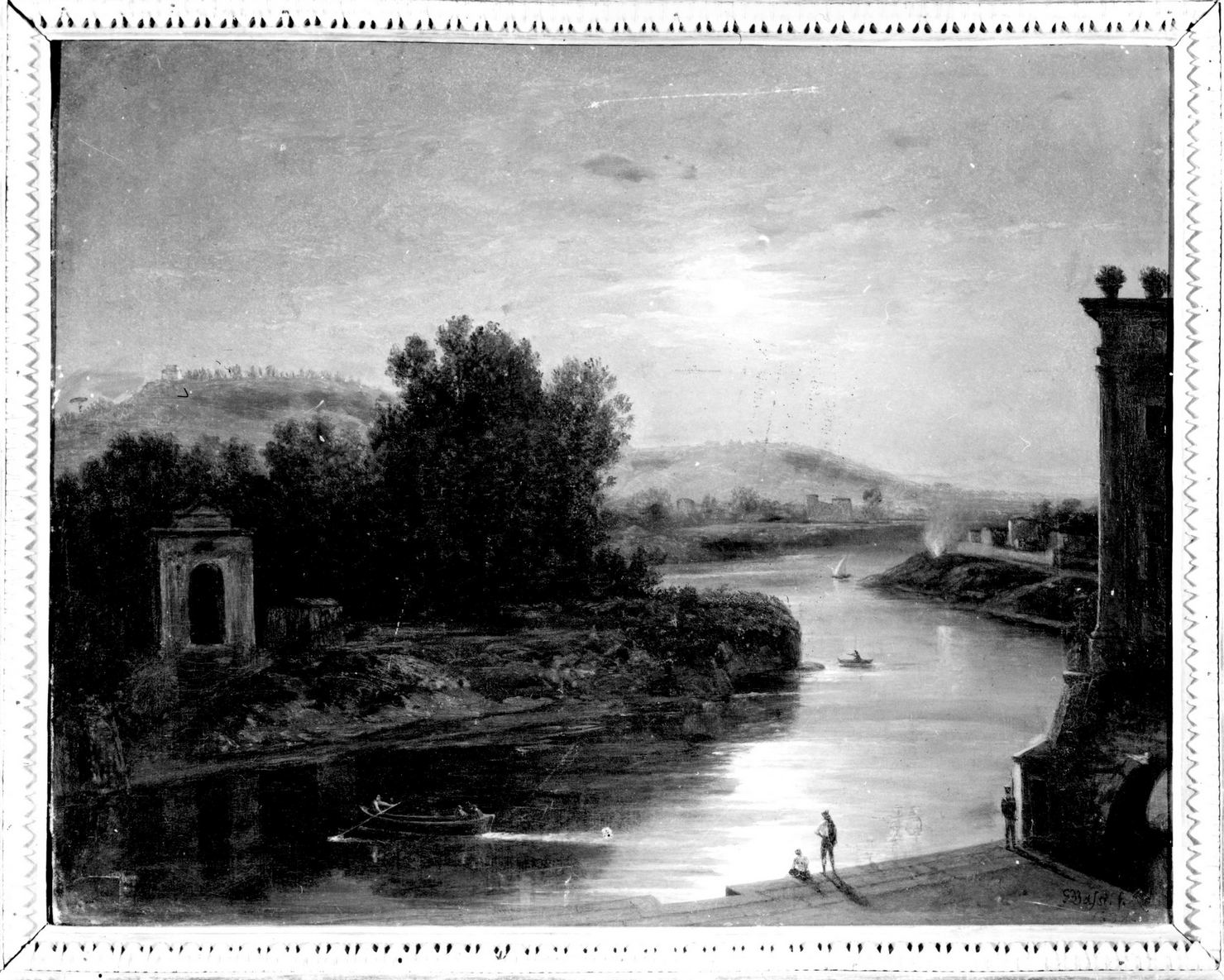 paesaggio fluviale (dipinto) di Bassi Giambattista (sec. XIX)