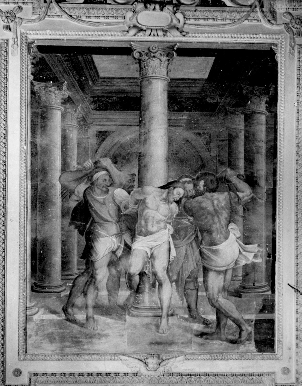 Cristo flagellato (dipinto, elemento d'insieme) - ambito tosco-romano (sec. XVI)