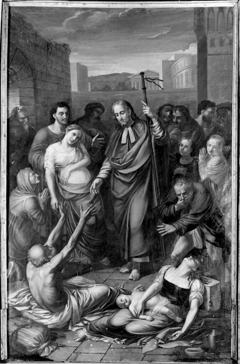 San Rocco guarisce gli appestati (dipinto, elemento d'insieme) di Sorbini Candido (sec. XIX)