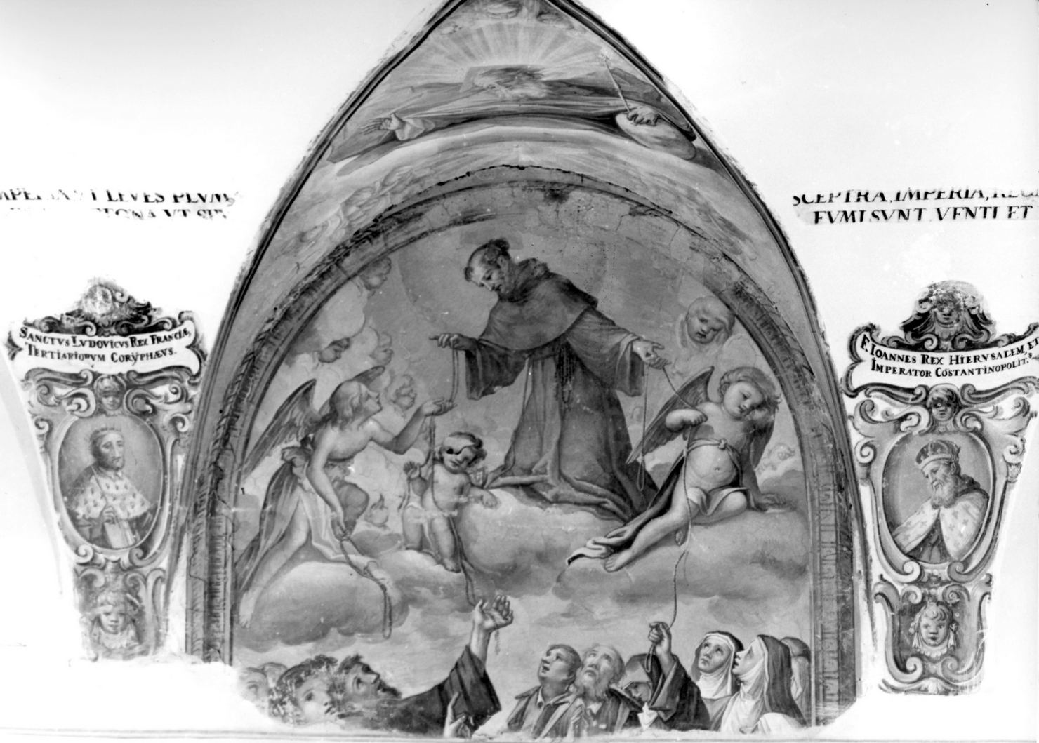 San Francesco d'Assisi distribuisce i cordoni agli Ordini Francescani (dipinto, elemento d'insieme) di Nasini Francesco (sec. XVII)