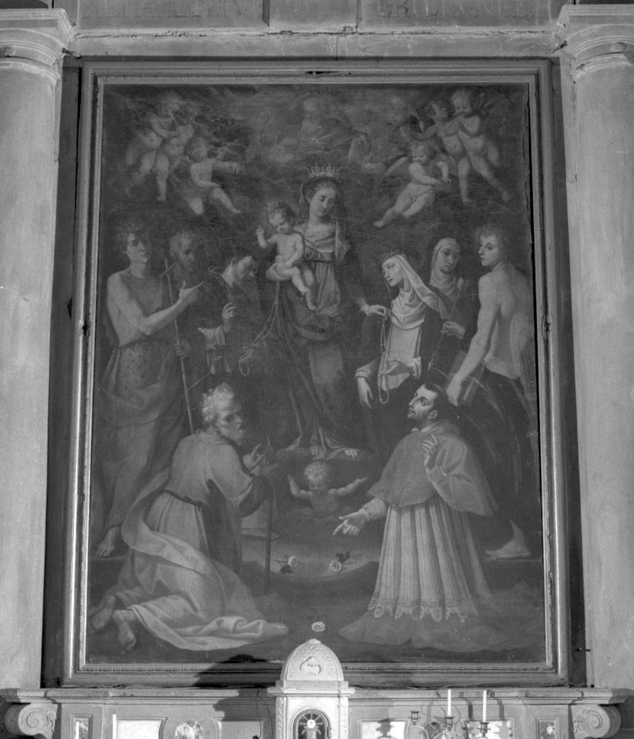 Madonna del Rosario, Madonna con Bambino e Santi (dipinto) - ambito fiorentino (sec. XVII)