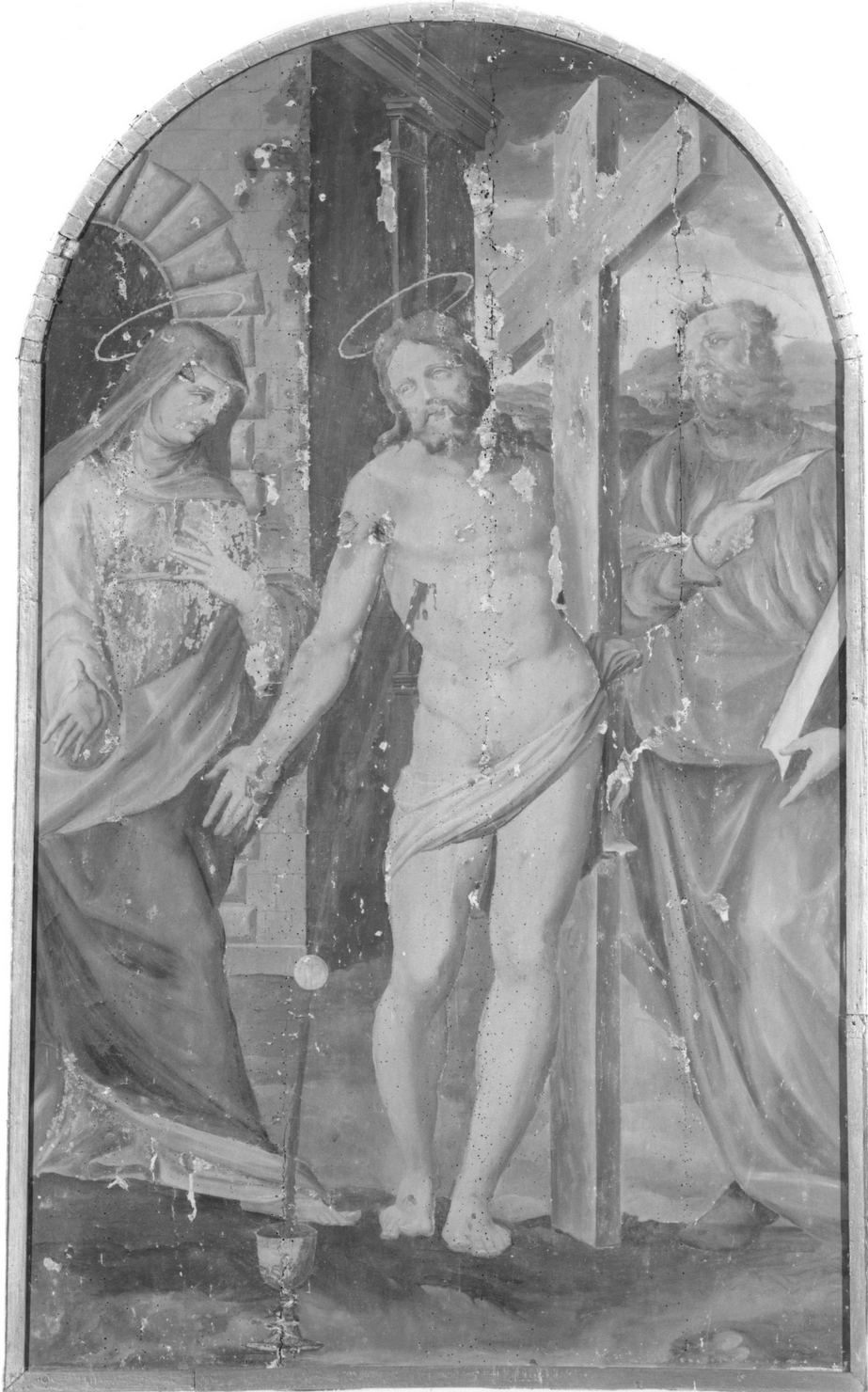 Cristo fons vitae tra Maria e San Bartolomeo (dipinto) di Neroni Bartolomeo detto Riccio (maniera) (ultimo quarto sec. XVI)