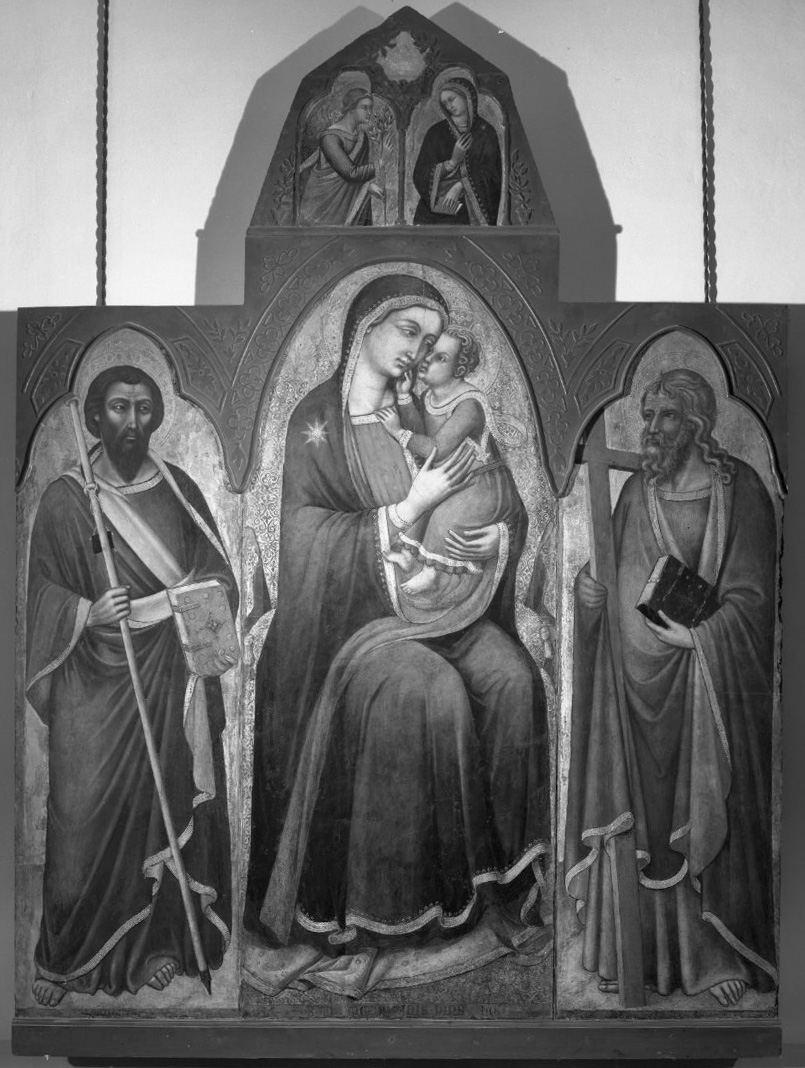 Madonna con Bambino e Santi (trittico) di Luca di Tommè (ultimo quarto sec. XIV)