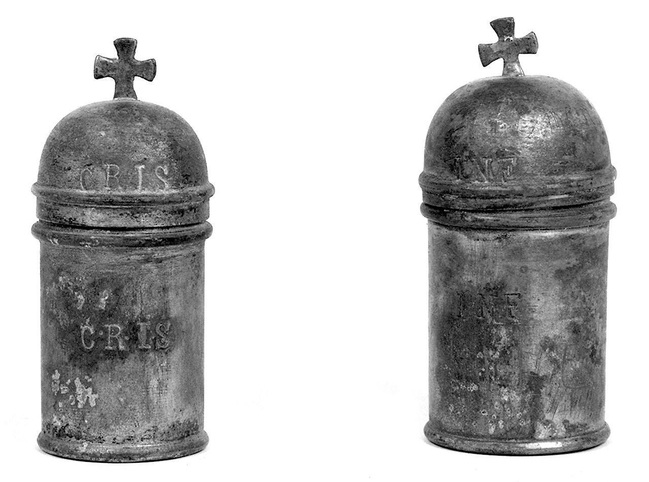 vasetti per oli santi, serie - bottega toscana (sec. XIX)