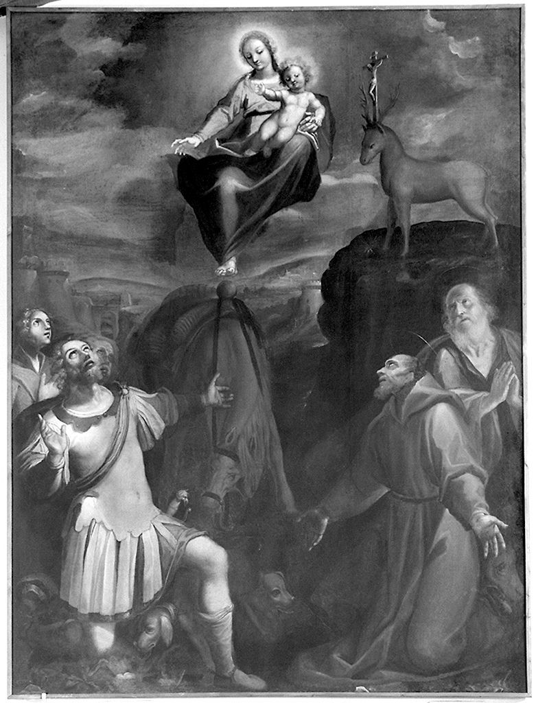 apparizione della Madonna con Bambino a Santi (dipinto) - ambito senese (sec. XVII)