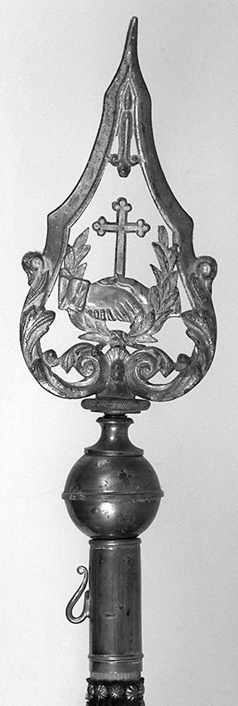 asta di stendardo processionale, elemento d'insieme - bottega toscana (prima metà sec. XX)