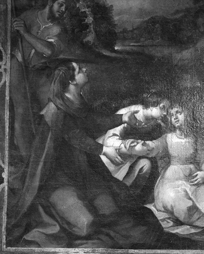Madonna del Rosario con San Domenico e Santa Caterina, santi e misteri del rosario (dipinto) di Manetti Rutilio, Vanni Francesco (sec. XVII)