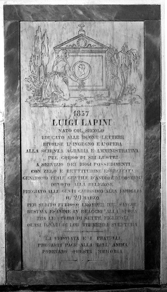 figura femminile inginocchiata (lapide tombale) - bottega toscana (sec. XIX)