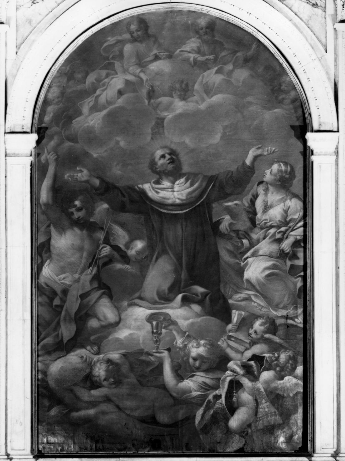 gloria di Sant'Ivone con San Sebastiano e Sant'Agnese (dipinto, elemento d'insieme) di Vanni Raffaello (sec. XVII)