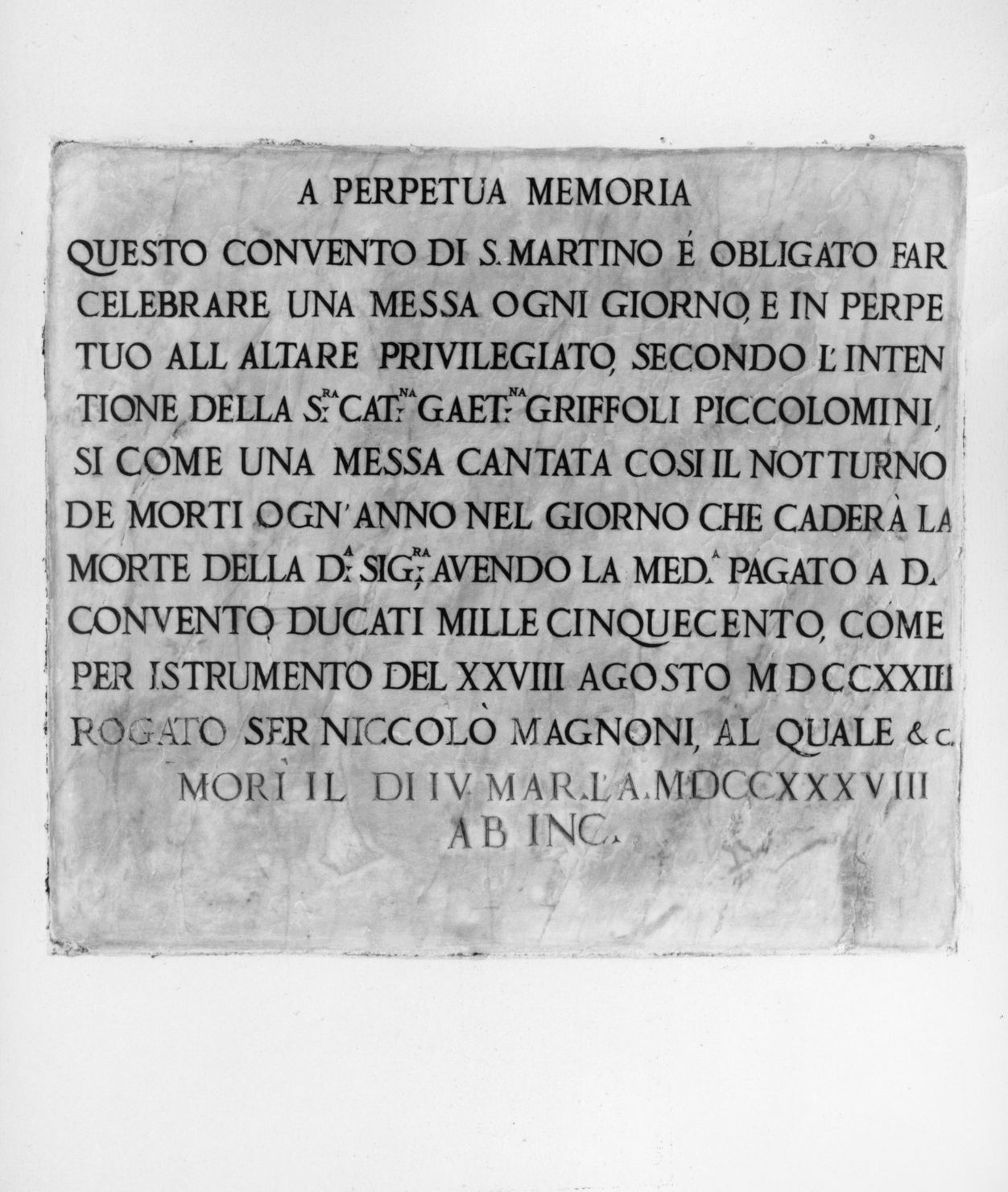 lapide prescrittiva - bottega senese (sec. XVIII)