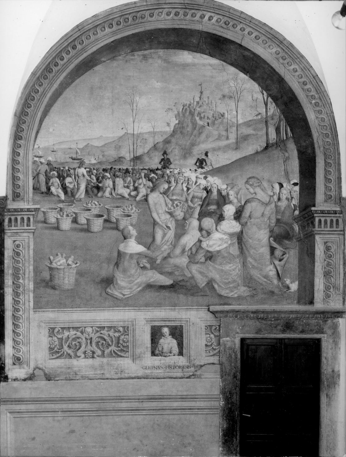 moltiplicazione dei pani e dei pesci (dipinto, complesso decorativo) di Gerino da Pistoia (sec. XVI)