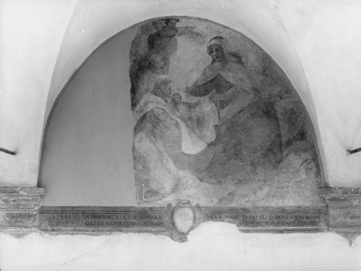 San Francesco d'Assisi riceve Gesù Bambino dalla Madonna (dipinto, ciclo) di Ferrucci Nicodemo (attribuito) (sec. XVII)