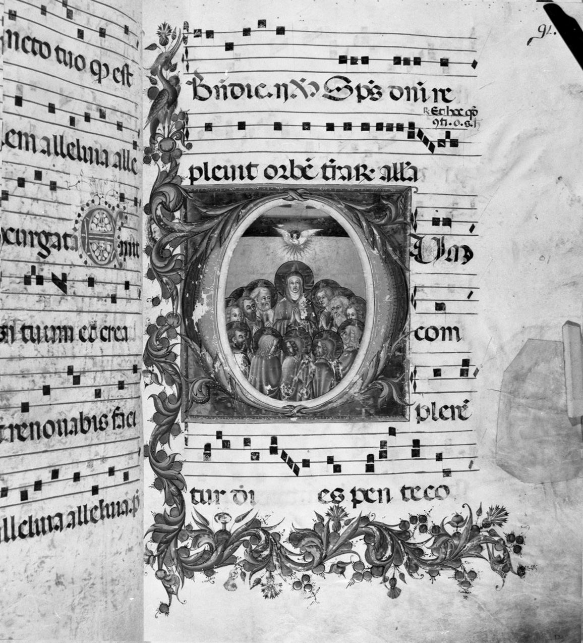 Pentecoste (miniatura, elemento d'insieme) - ambito senese, ambito senese (sec. XV, sec. XV)
