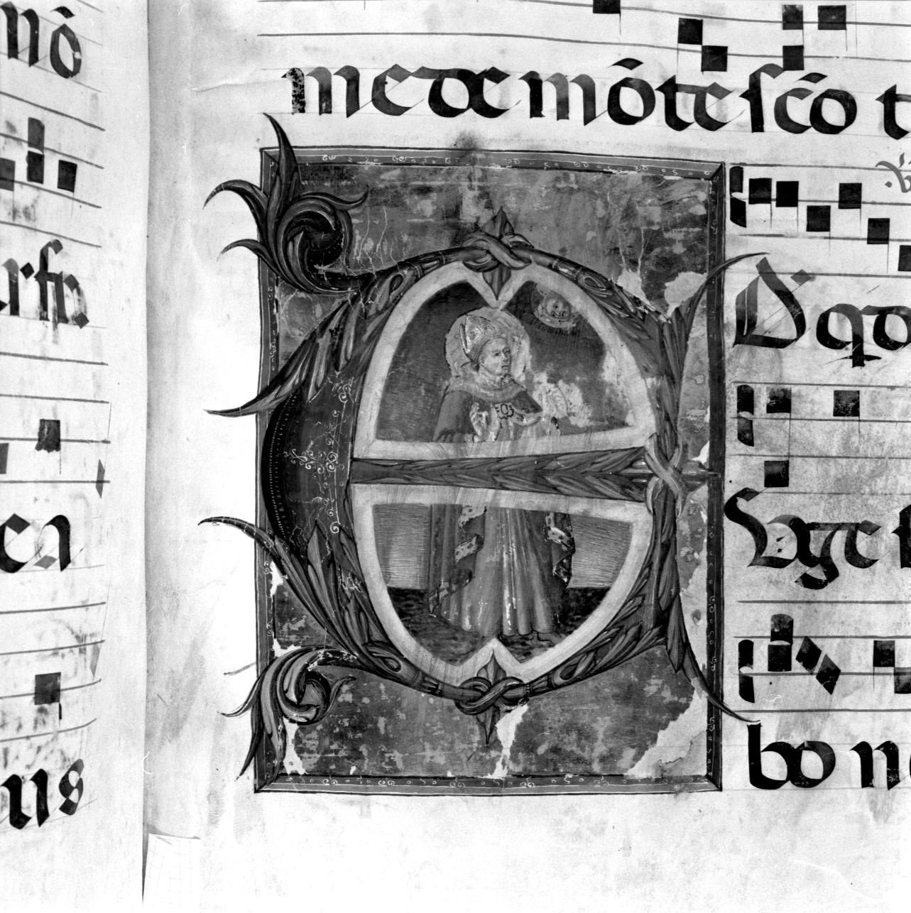 Santo papa (miniatura, elemento d'insieme) - ambito senese, ambito senese (sec. XV, sec. XV)