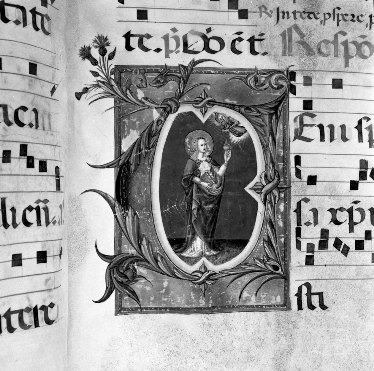 Santa (miniatura, elemento d'insieme) - ambito senese, ambito senese (sec. XV, sec. XV)