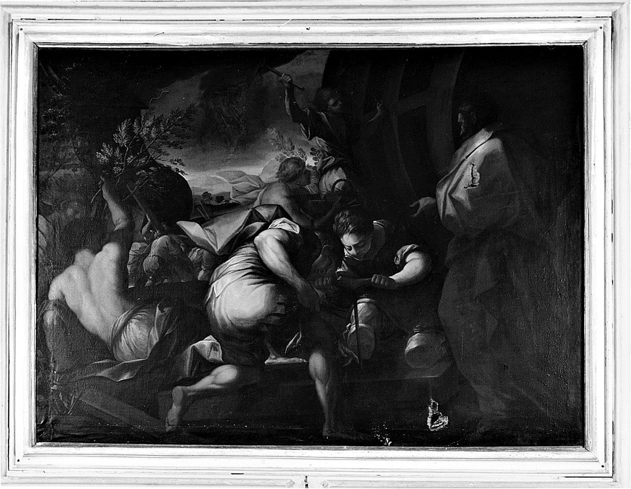 costruzione dell'arca di Noè (dipinto, elemento d'insieme) di Nasini Giuseppe Nicola (sec. XVIII)