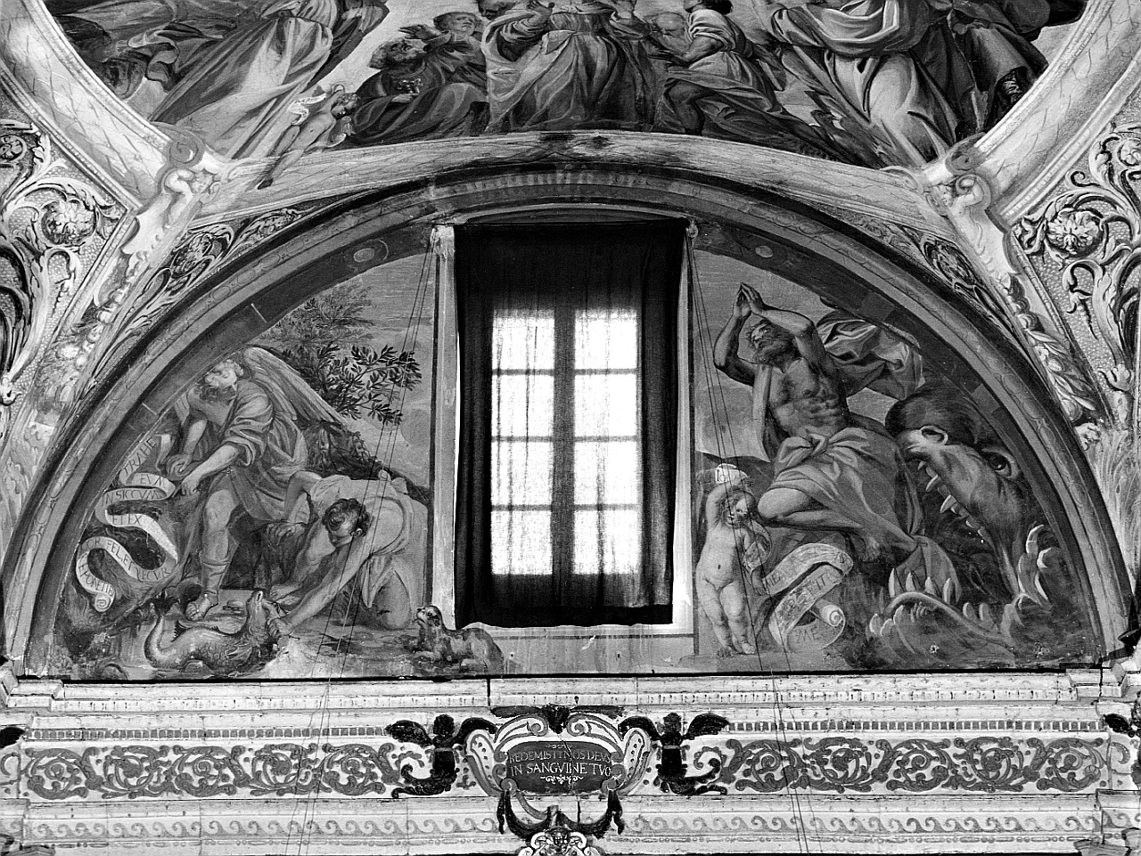 Giona esce dal ventre della balena (dipinto, elemento d'insieme) di Vanni Raffaello (sec. XVII)