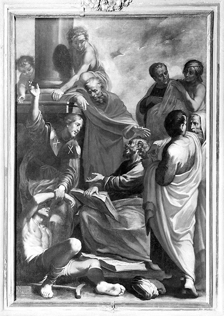 San Giacomo il Maggiore guarisce uno storpio (dipinto) di Martelli Aurelio (ultimo quarto sec. XVII)