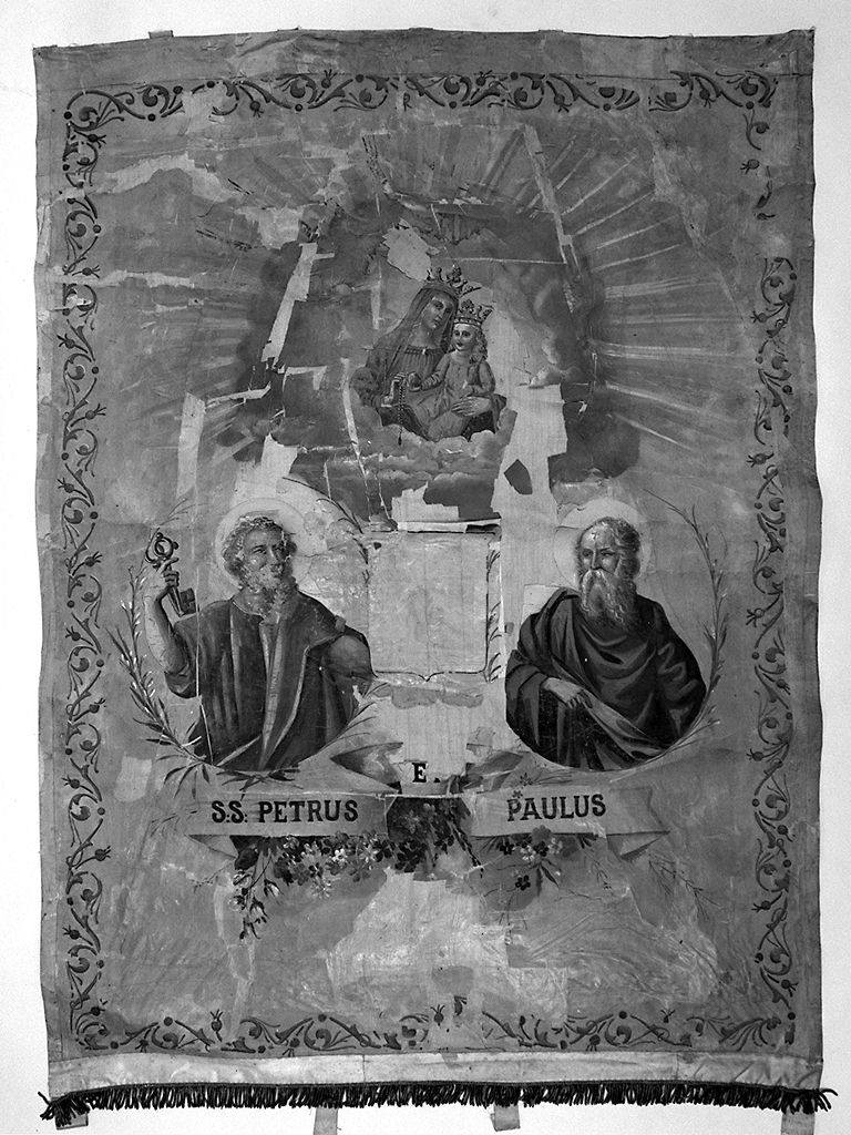 Madonna del Rosario con San Pietro e San Paolo (stendardo processionale) - ambito senese (sec. XIX)