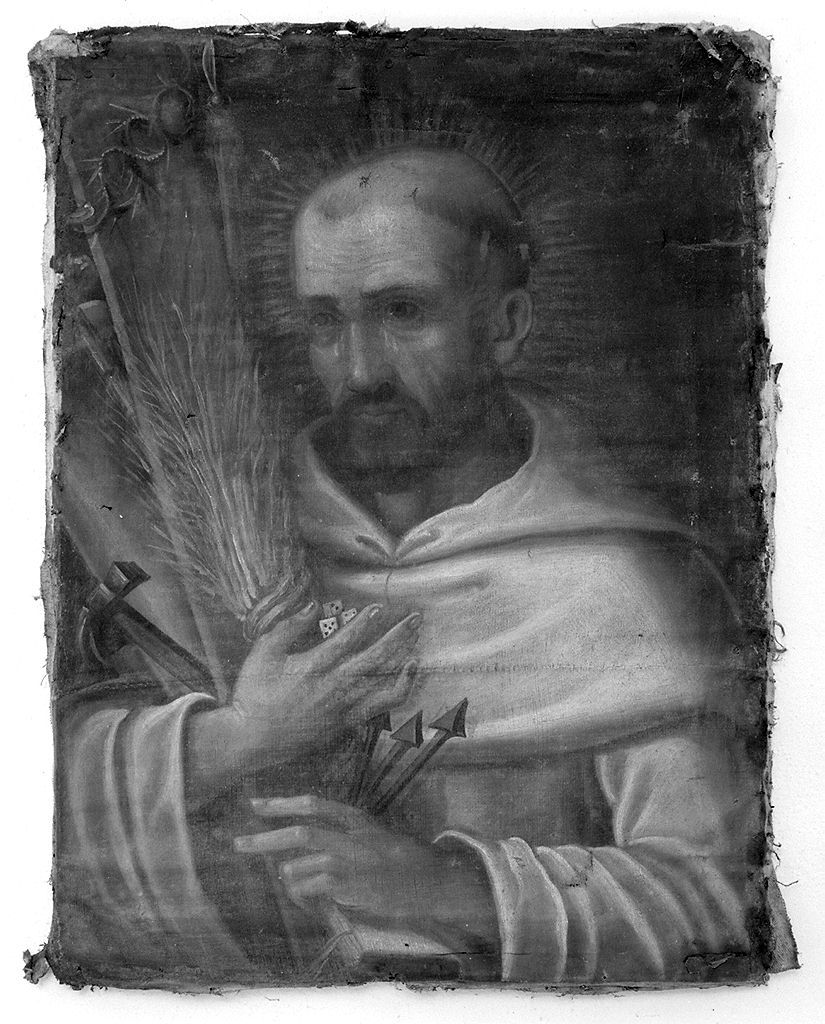 San Bernardo con simboli e strumenti della passione (dipinto) - ambito toscano (sec. XVII)