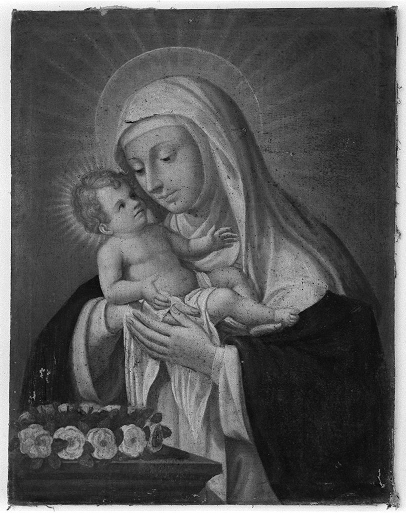 Santa Rosa da Lima è coronata di rose da Gesù Bambino (dipinto) - ambito toscano (sec. XVIII)