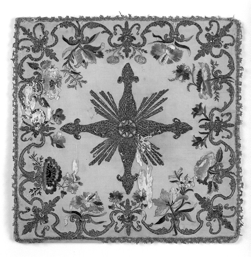 borsa del corporale, elemento d'insieme - manifattura italiana (prima metà sec. XIX)