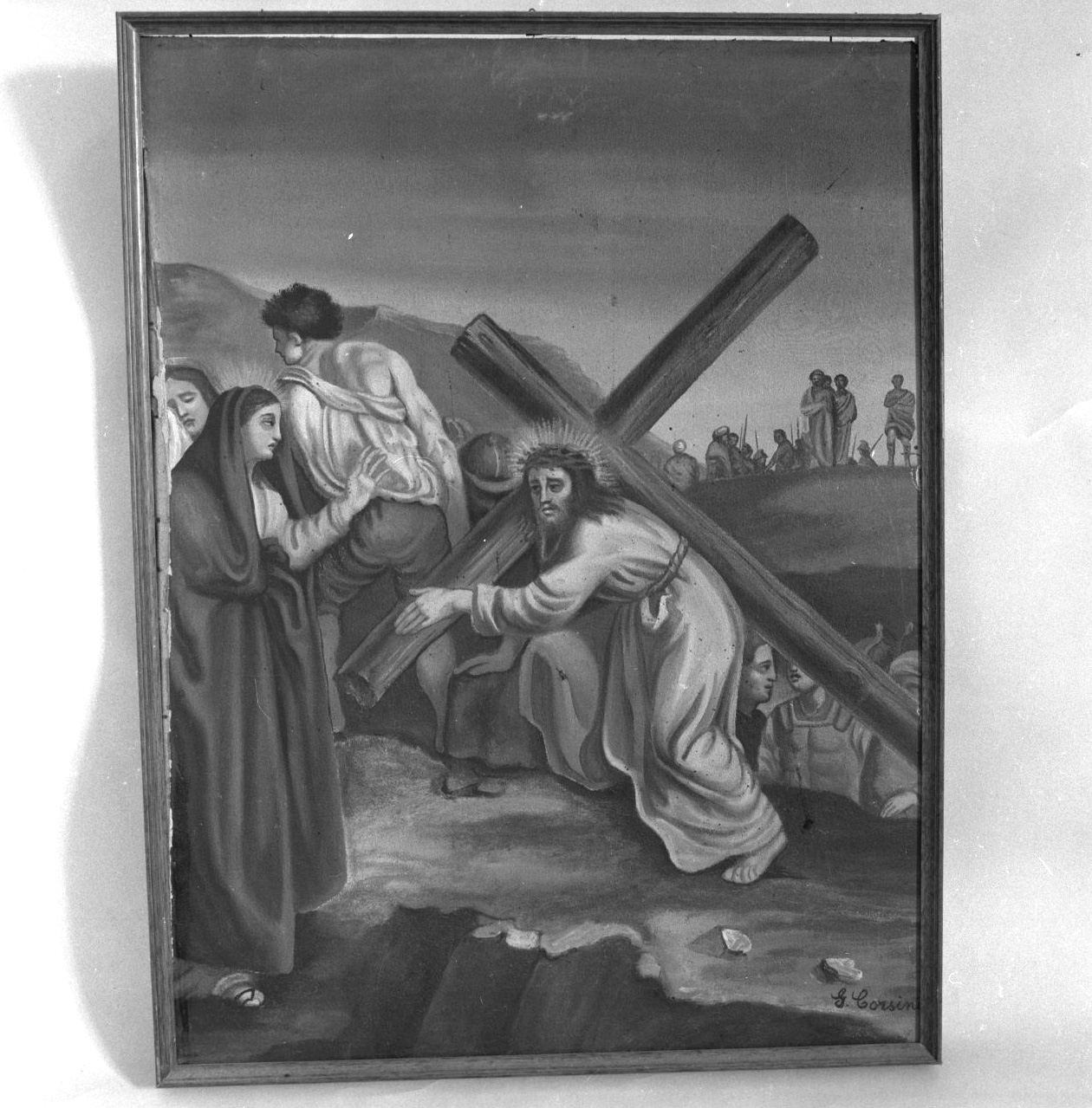 Cristo incontra la Madonna sulla via del Calvario (dipinto) di Corsini Giuseppe (prima metà sec. XX)