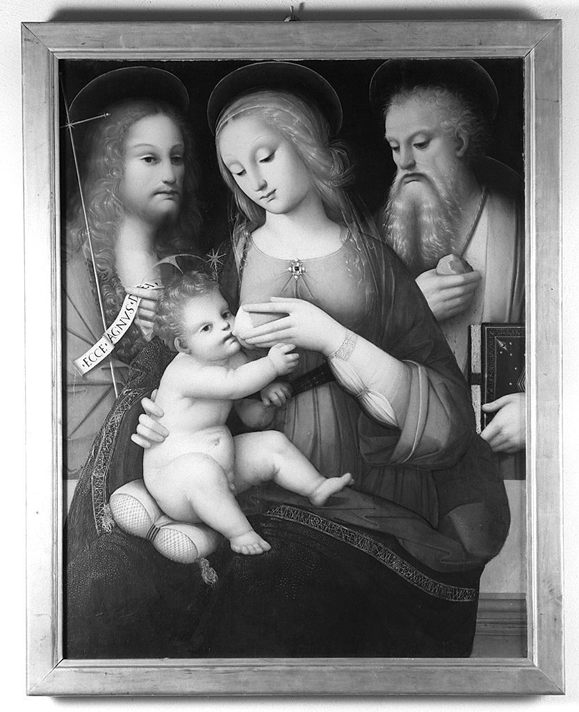 Madonna con Bambino tra San Girolamo e San Giovanni Battista (dipinto) di Piccinelli Andrea detto Brescianino (inizio sec. XVI)