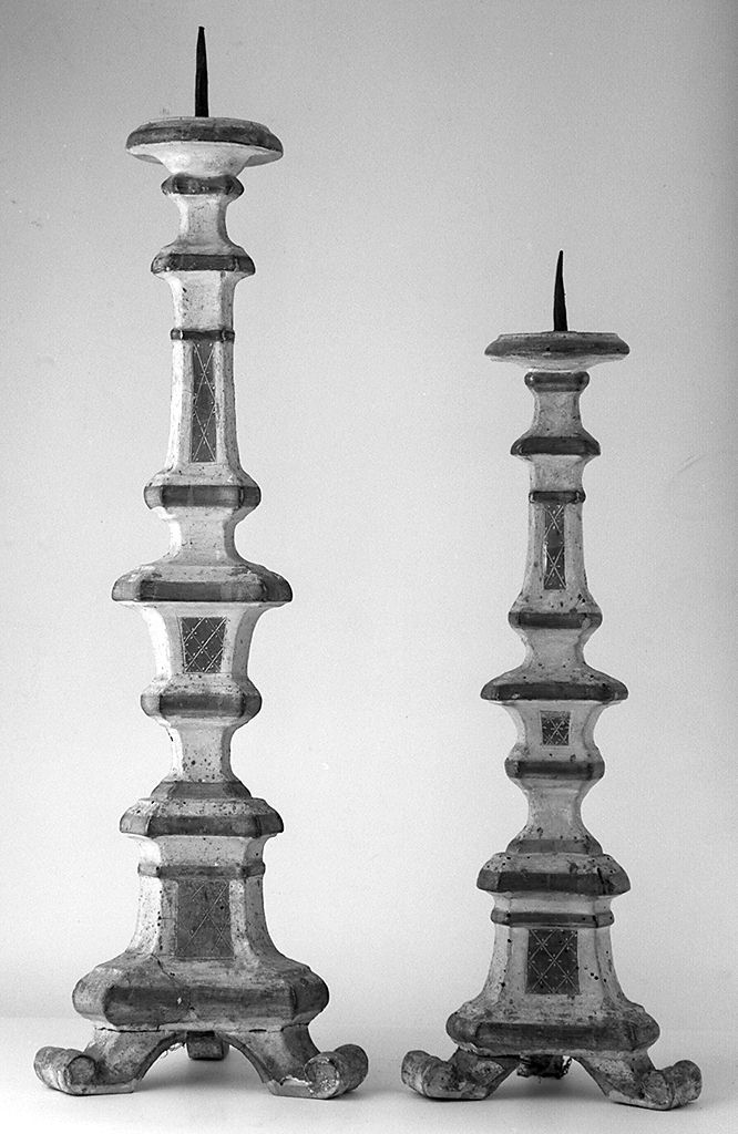 candeliere d'altare, serie - bottega toscana (seconda metà sec. XVIII)