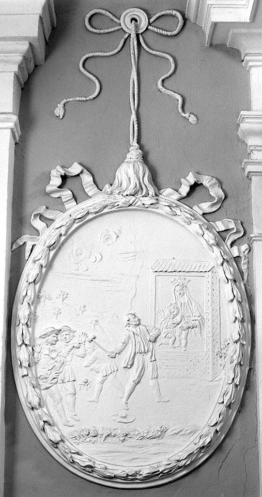 miracolo dell'immagine della Madonna di San Martino (rilievo, elemento d'insieme) - bottega senese (sec. XVIII)