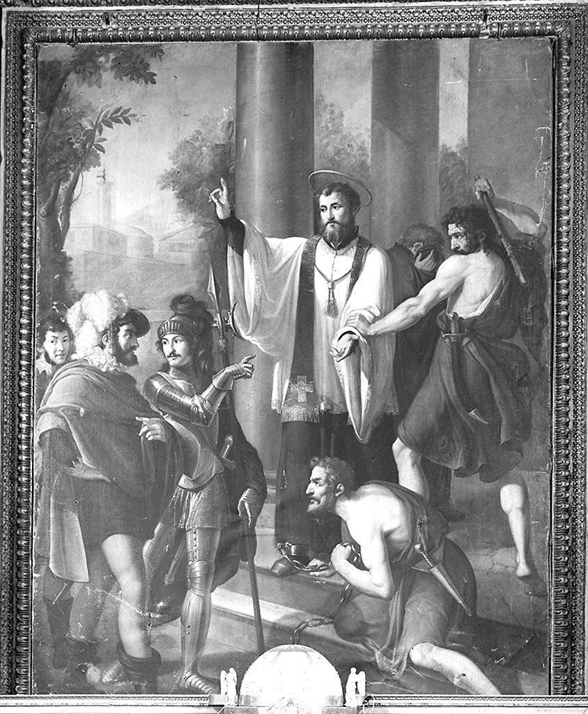 San Gaetano da Thiene perseguitato durante il sacco di Roma del 1527 (dipinto) di Boschi Luigi (sec. XIX)