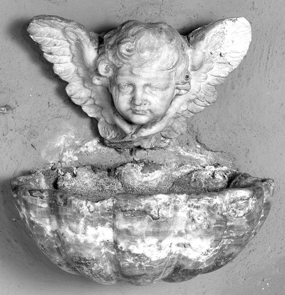 acquasantiera da parete, serie - bottega senese (secc. XVII/ XVIII)