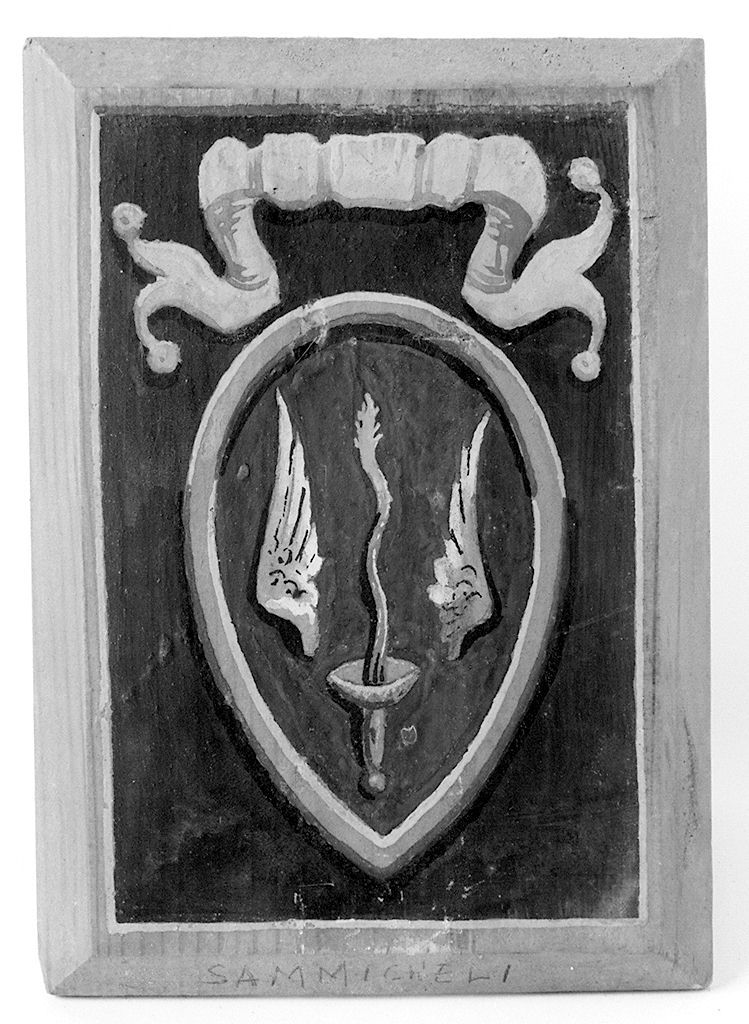 stemma gentilizio della famiglia Sammicheli (dipinto, elemento d'insieme) - ambito senese (sec. XX)