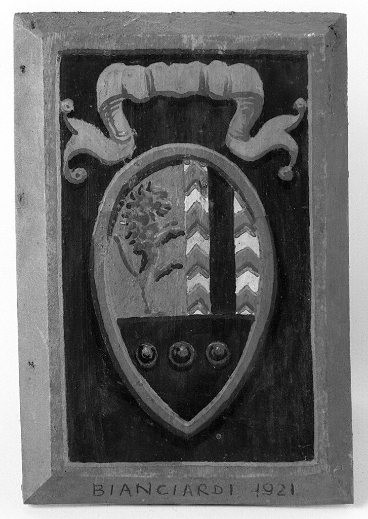 stemma gentilizio della famiglia Bianciardi (dipinto, elemento d'insieme) - ambito senese (sec. XX)